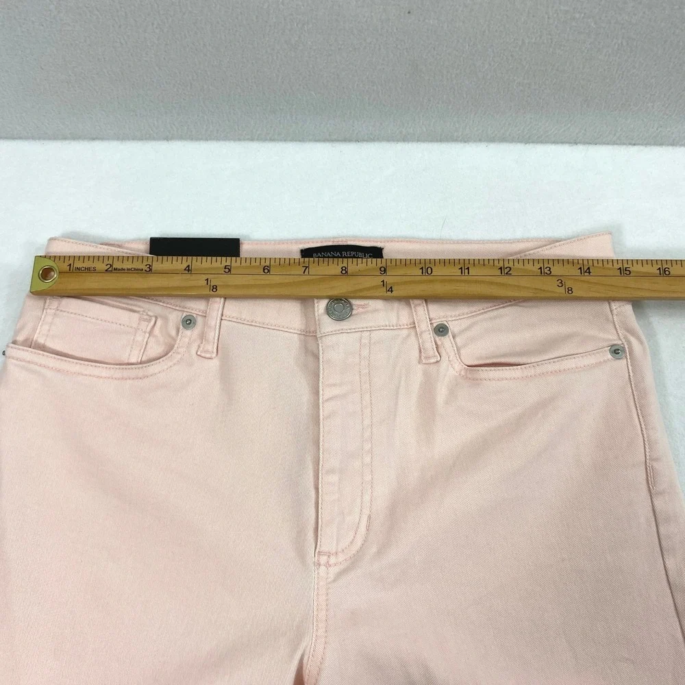 Banana Republic Jeans Womens 8 Mid Rise Pink Denim Skinny‎ Pastel Pants Stretch